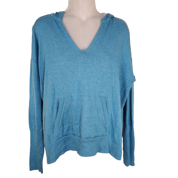 Cabi Hop To Hoodie Sweater Women Medium Blue Pullover Cotton Blend Casual V Neck - Picture 1 of 10